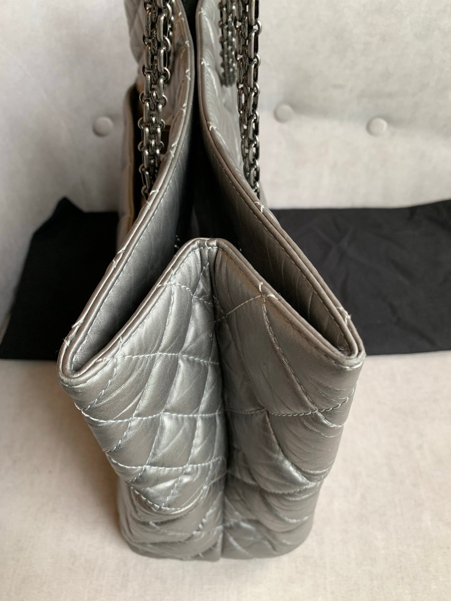 Chanel Large 2.55 Silver Grey Reissue Chain Tote