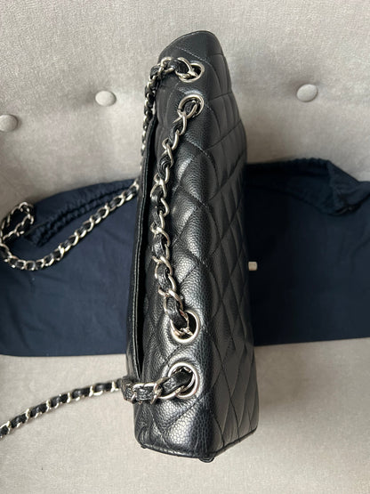 Chanel Jumbo Single Flap in Black Caviar Silver Hardware