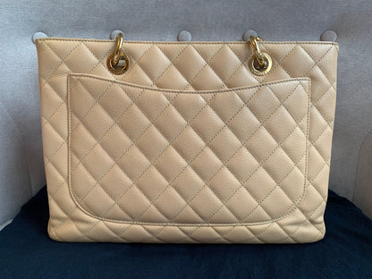 Chanel Beige Caviar Grand Shopper Tote with gold hardware (GST)