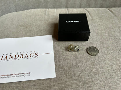 Chanel Diamante Resin Stud Earrings with CC Detail