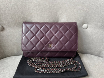 Chanel Aubergine Lambskin Wallet on Chain