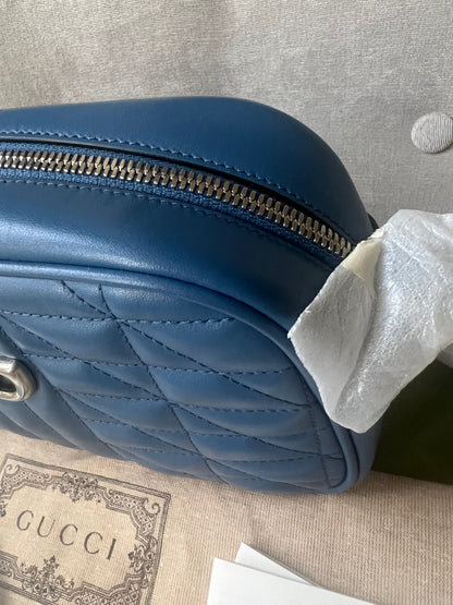 Gucci Aria GG Blue Marmont Small Shoulder Bag (RRP £1250)