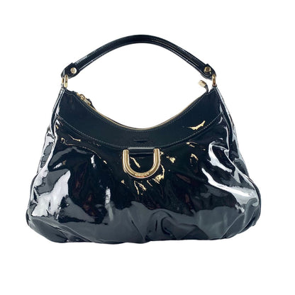 Gucci Black Patent D Ring Hobo