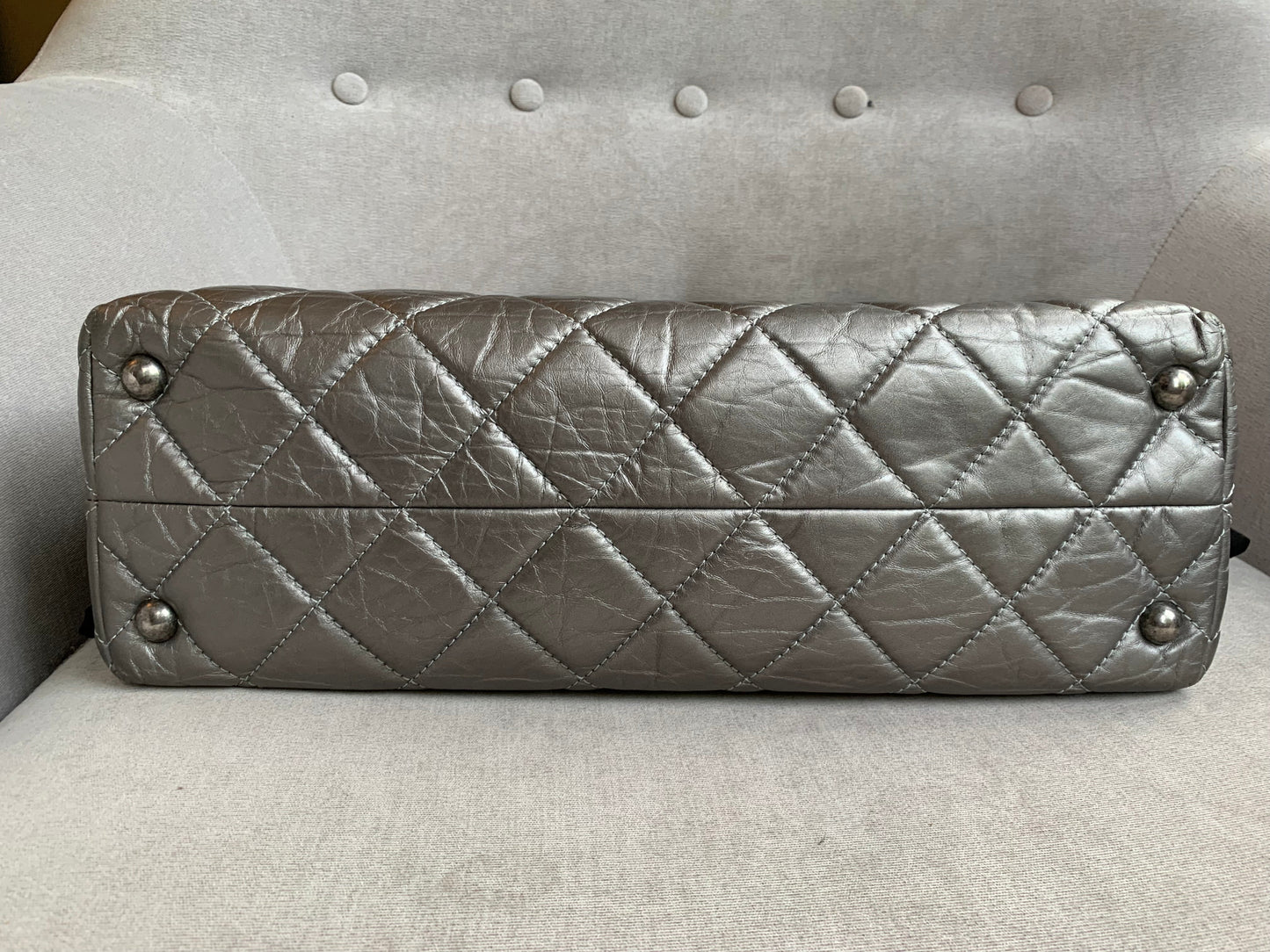 Chanel Large 2.55 Silver Grey Reissue Chain Tote