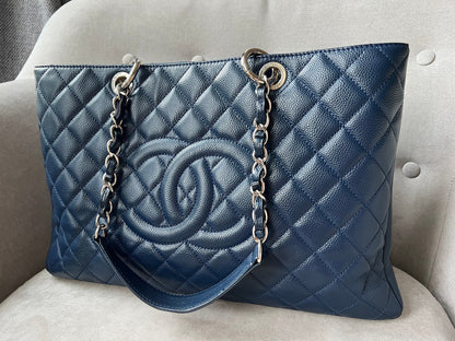 Chanel XL Dark Blue Caviar Grand Shopper Tote (GST)