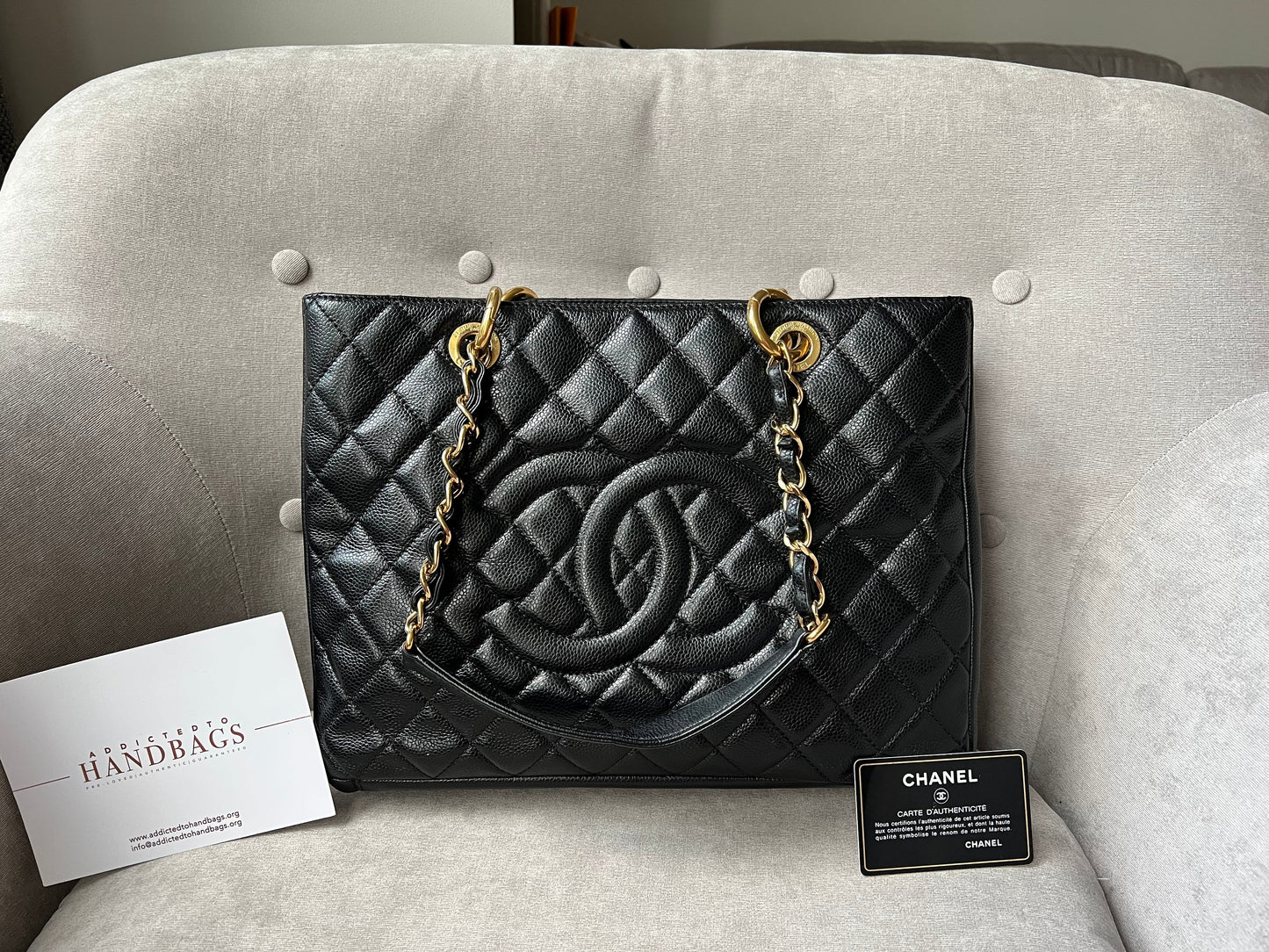 Chanel Black Caviar Grand Shopper Tote Gold Hardware (GST)