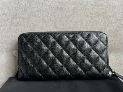 Chanel Black Caviar Classic Long Zipped wallet with Silver Hardware (RRP £1150)