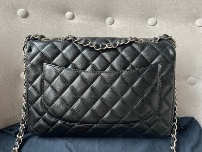 Chanel Jumbo Single Flap in Black Caviar Silver Hardware