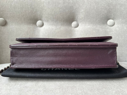 Chanel Aubergine Lambskin Wallet on Chain