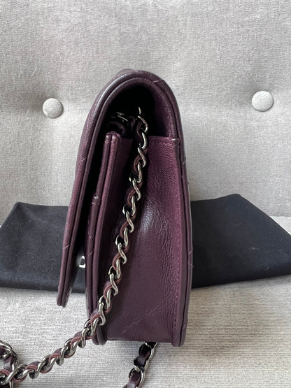 Chanel Aubergine Lambskin Wallet on Chain