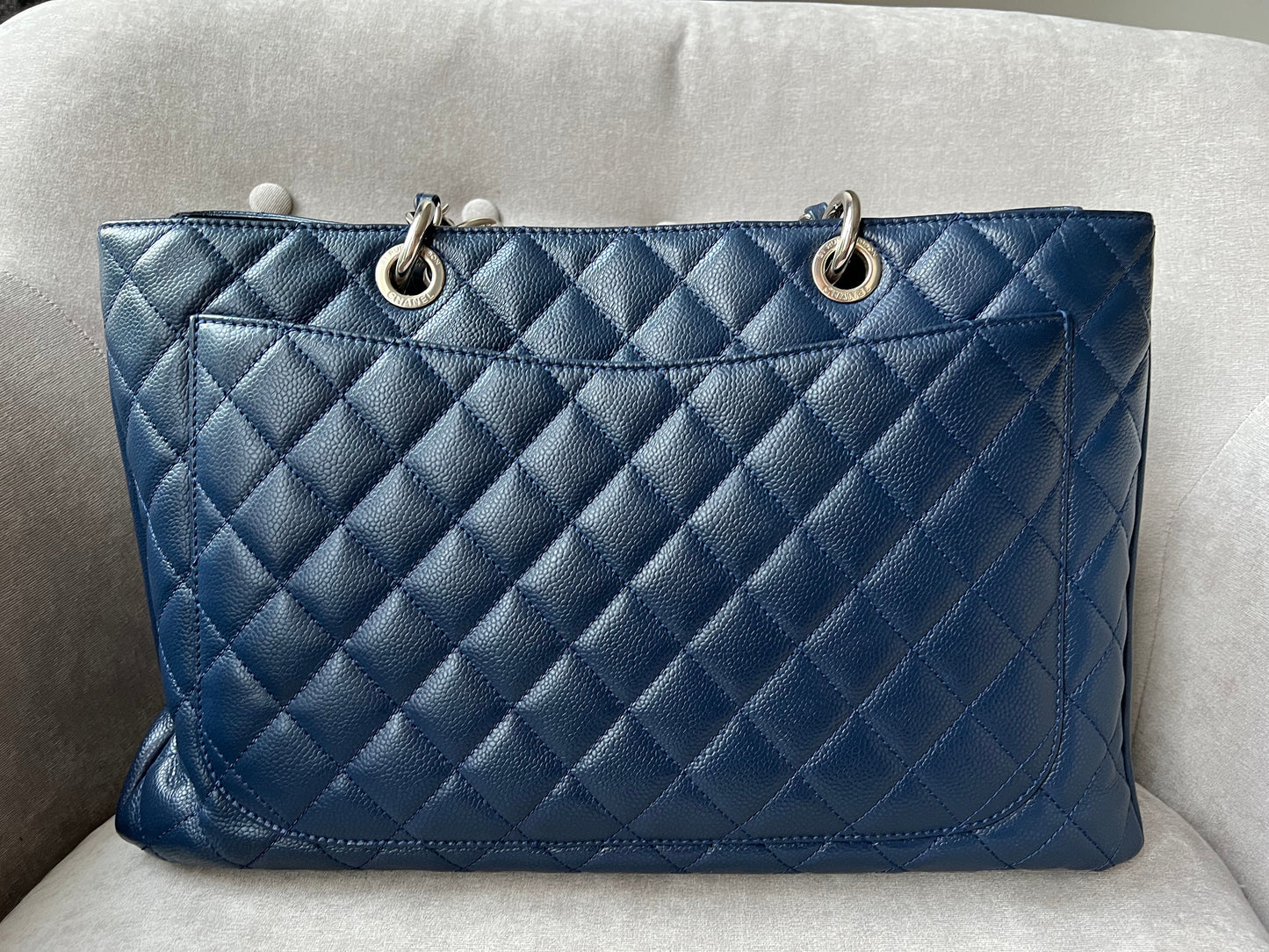 Chanel XL Dark Blue Caviar Grand Shopper Tote (GST)