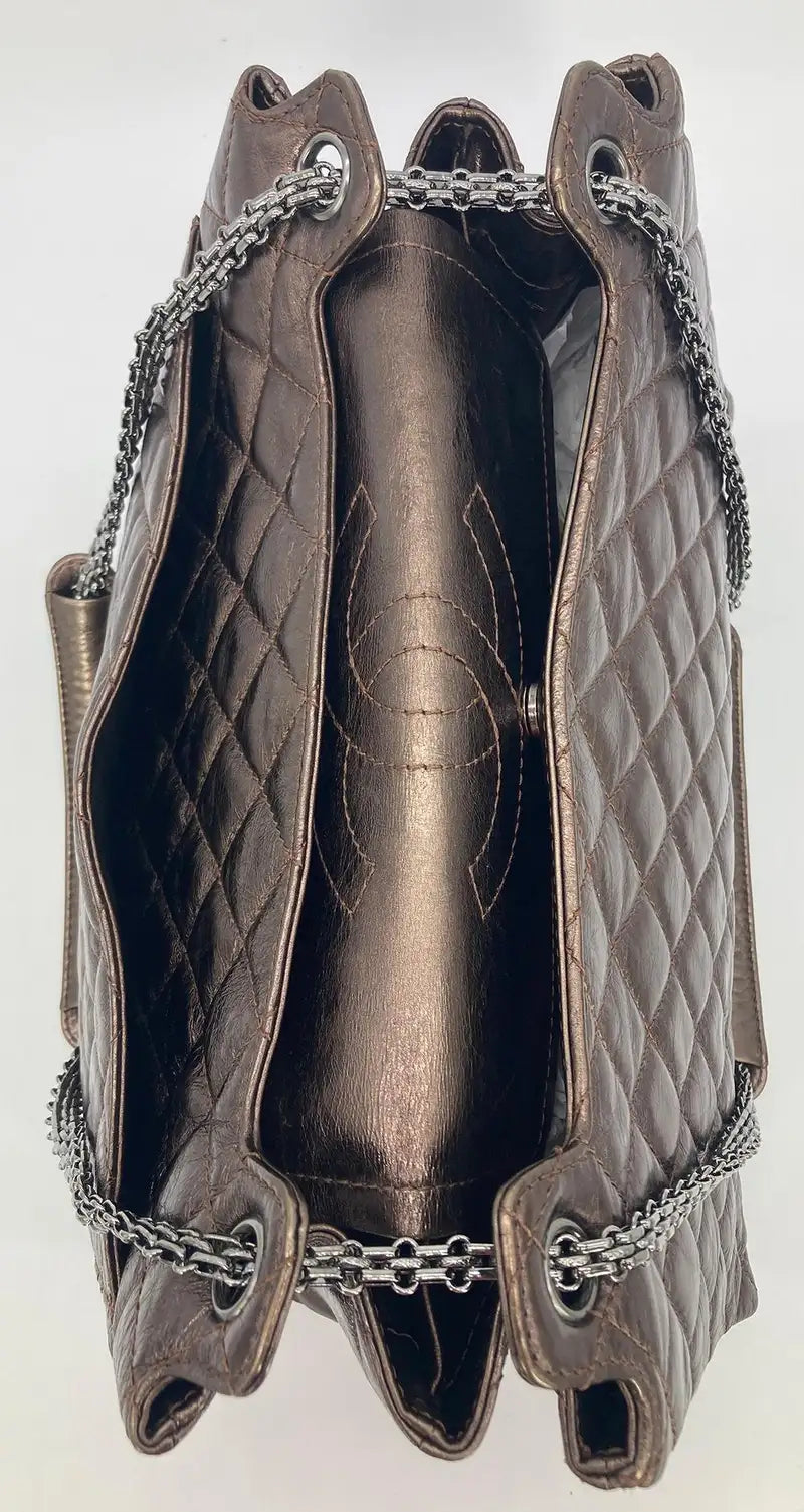 Chanel Metallic Bronze Quilted Leather Classic Flap Shopping Tote