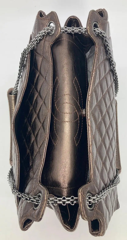 Chanel Metallic Bronze Quilted Leather Classic Flap Shopping Tote