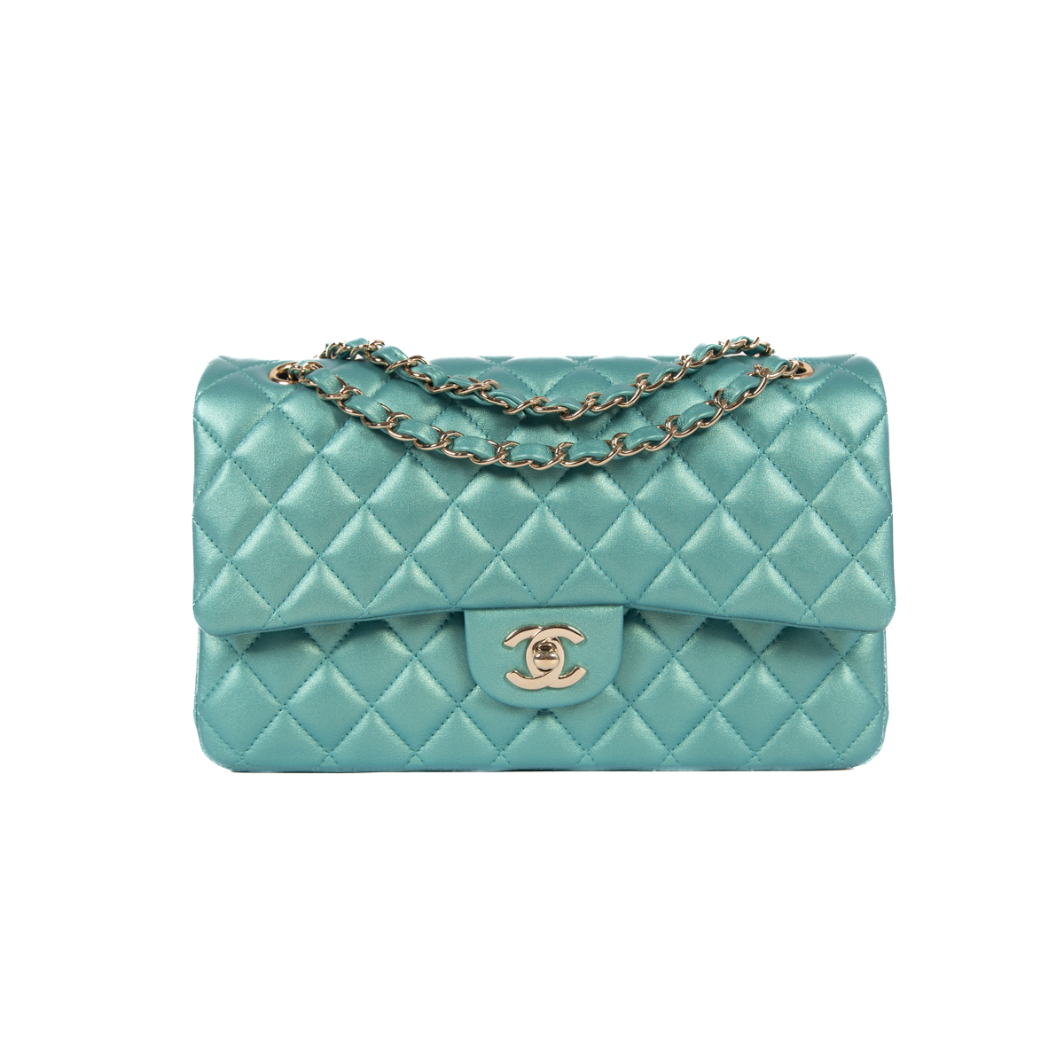 Chanel Medium Classic Double Flap in Iridescent Green