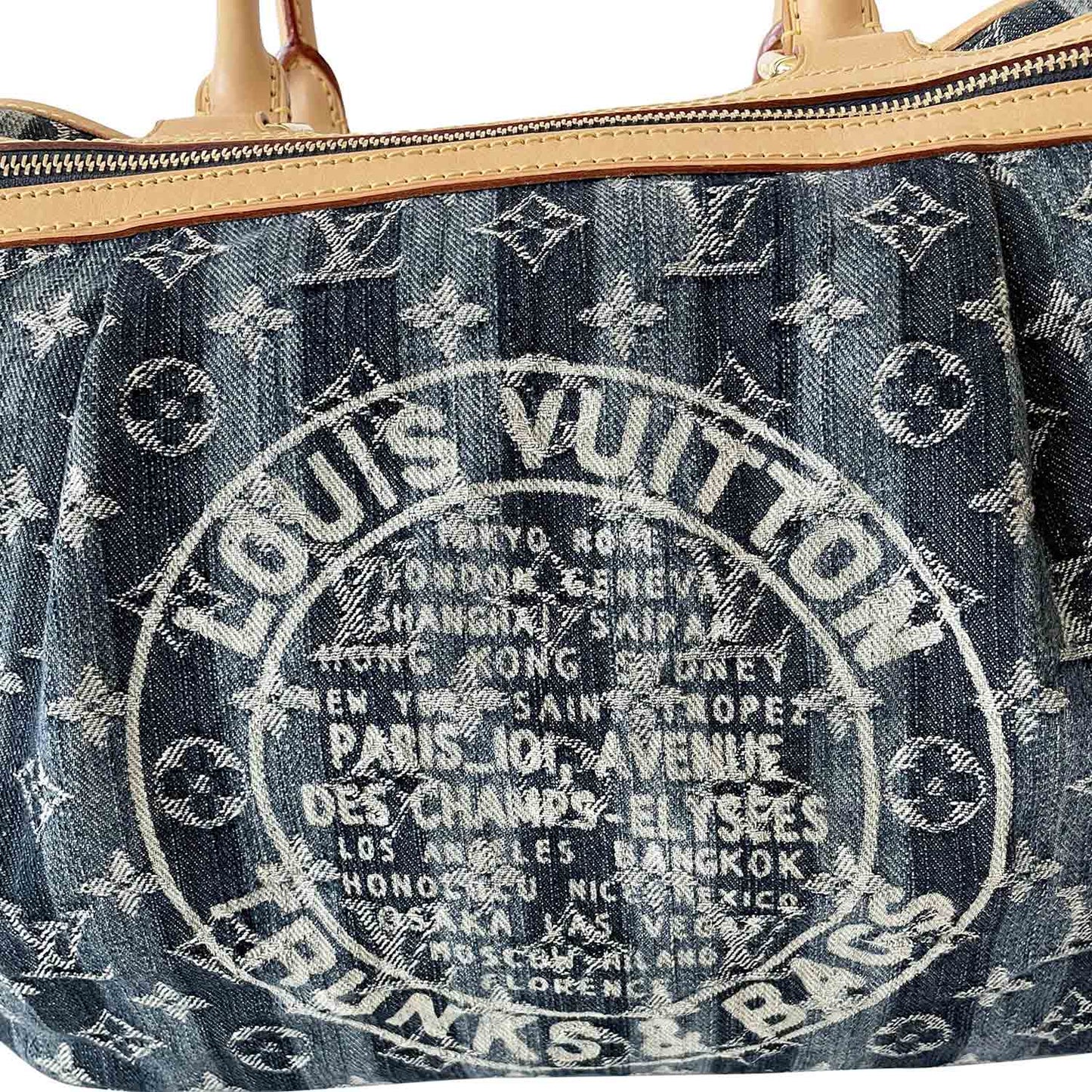 Louis Vuitton Denim Porte Epaule Raye Cabas Bag