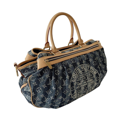 Louis Vuitton Denim Porte Epaule Raye Cabas Bag