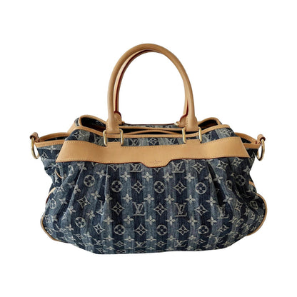 Louis Vuitton Denim Porte Epaule Raye Cabas Bag