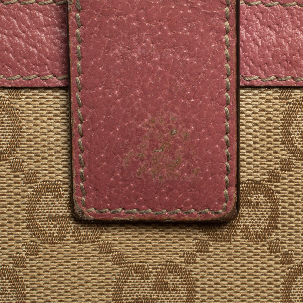 Gucci Beige/Pink GG Canvas and Leather Charmy Continental Wallet