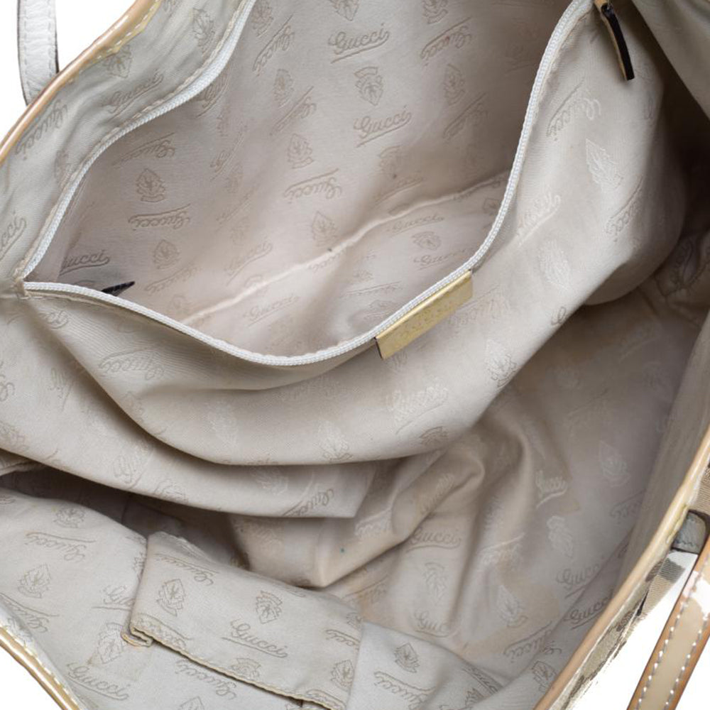 Gucci Beige/Yellow GG Canvas And Patent Leather Tote