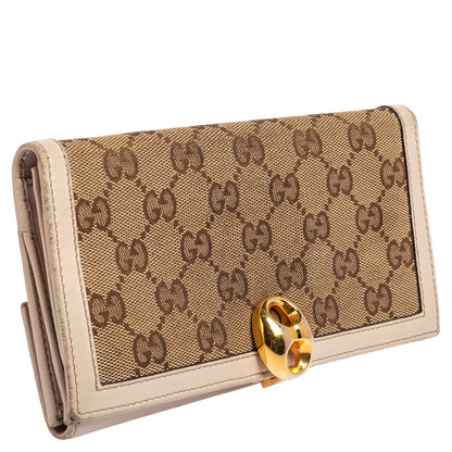 Gucci Beige/Ivory GG Canvas and Leather Continental Wallet