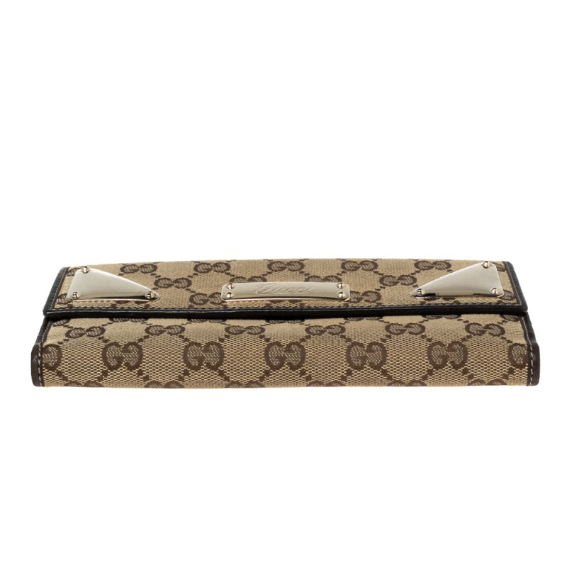 Gucci Dark Brown/Beige GG Canvas and Leather Indy Continental Wallet