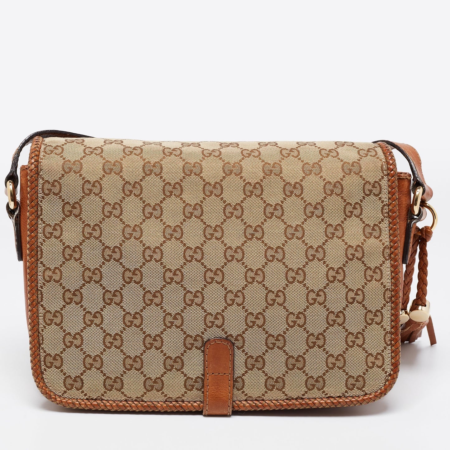 Gucci Brown/Beige GG Canvas and Leather Medium Marrakech Shoulder Bag