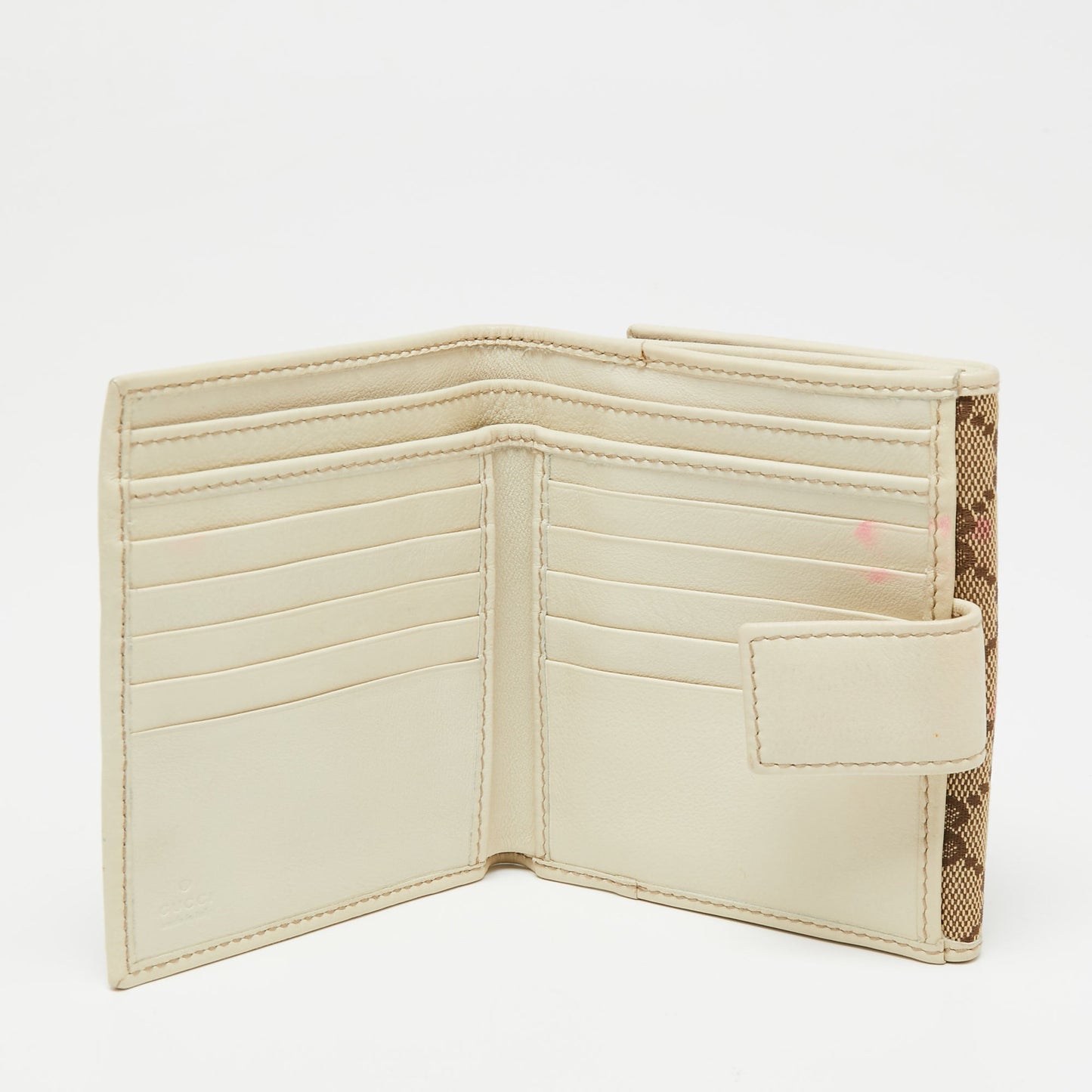 Gucci Beige/Brown GG Canvas and Leather Interlocking G French Wallet