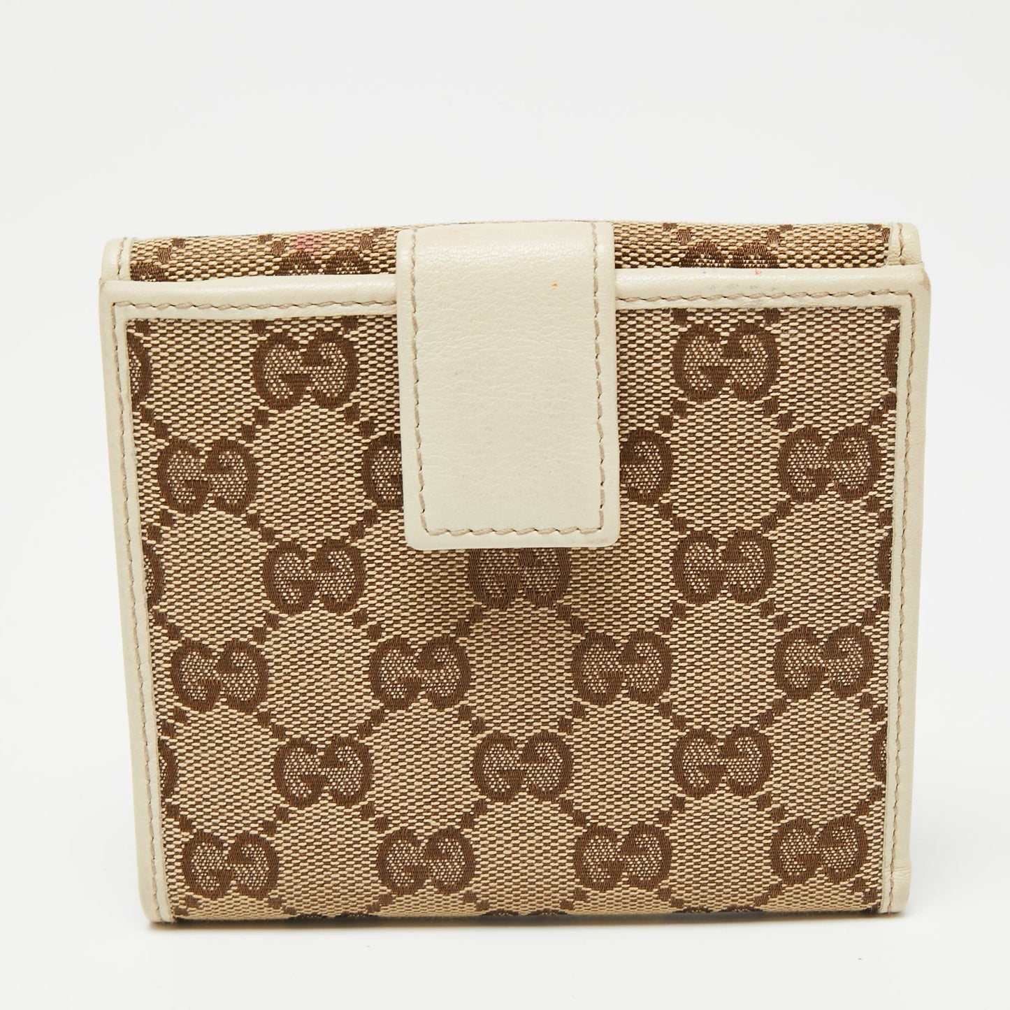 Gucci Beige/Brown GG Canvas and Leather Interlocking G French Wallet