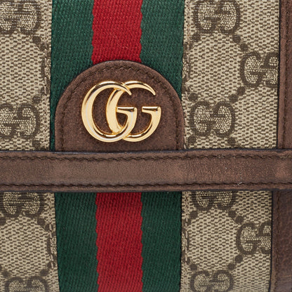 Gucci Brown/Beige GG Supreme Canvas and Leather Ophidia French Wallet