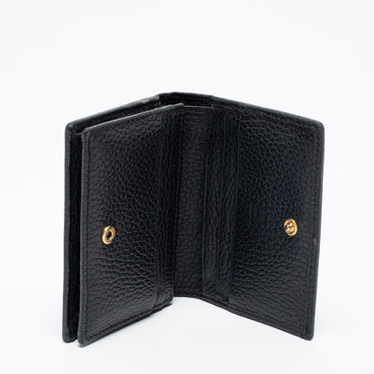 Gucci Black Leather GG Marmont Compact Folded Wallet