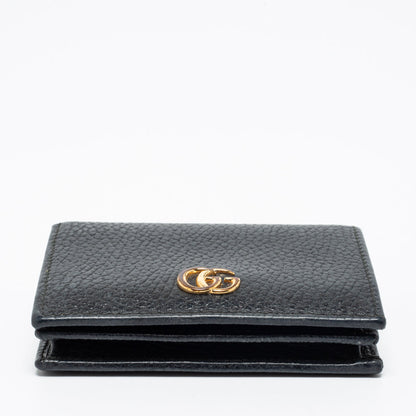 Gucci Black Leather GG Marmont Compact Folded Wallet