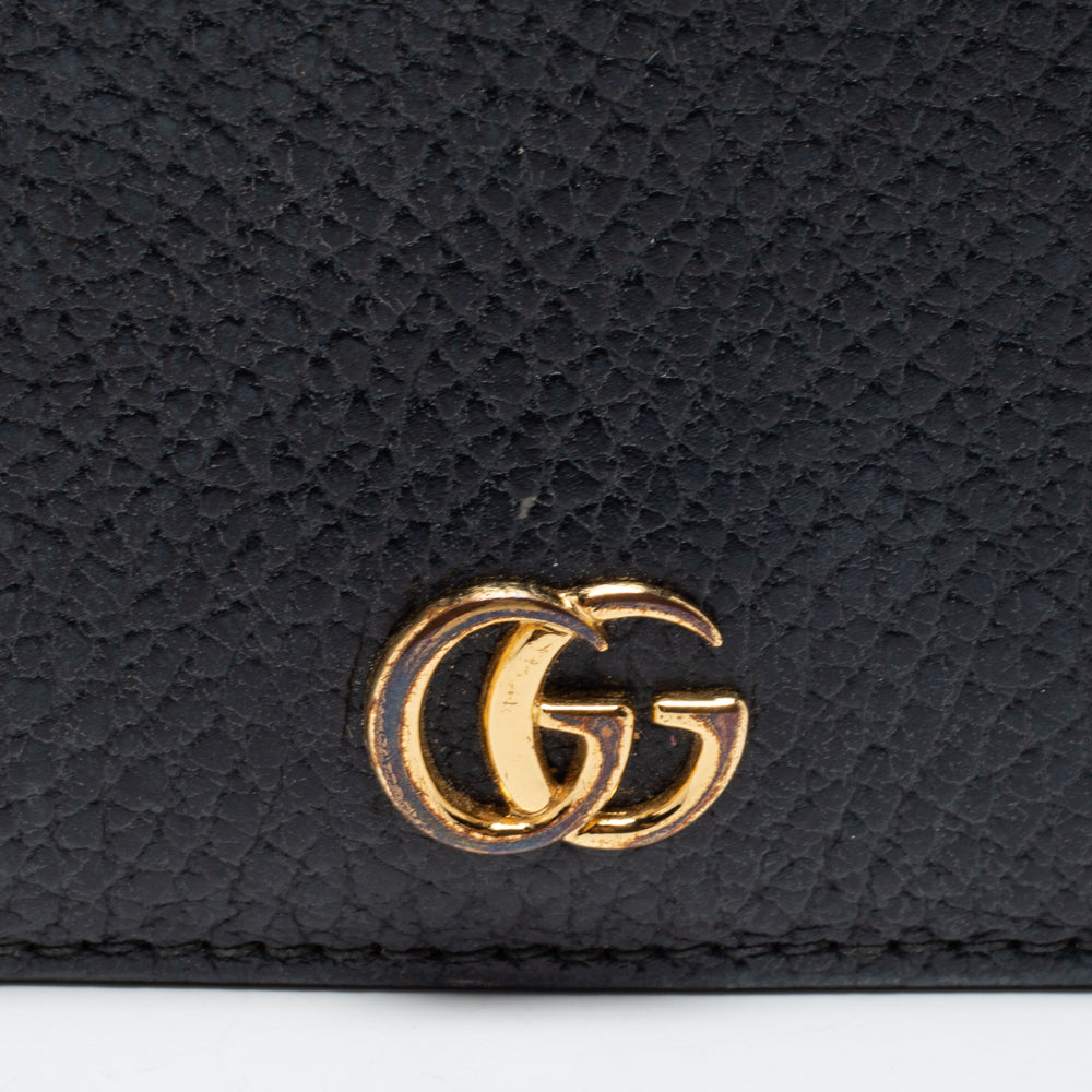 Gucci Black Leather GG Marmont Compact Folded Wallet