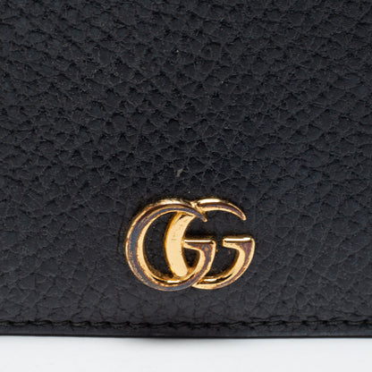 Gucci Black Leather GG Marmont Compact Folded Wallet