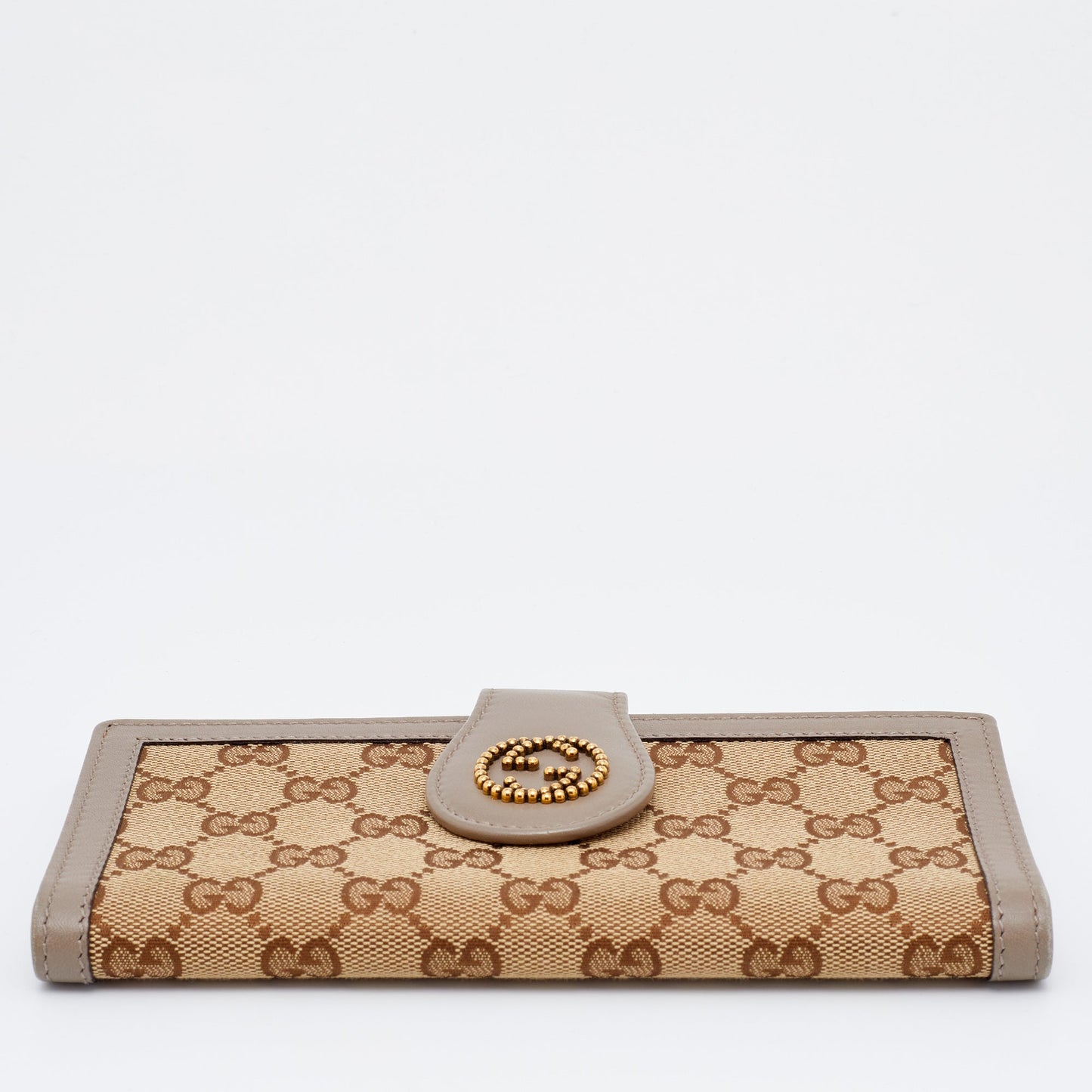 Gucci Beige/Brown GG Canvas And Leather Scarlett Continental Bifold Wallet