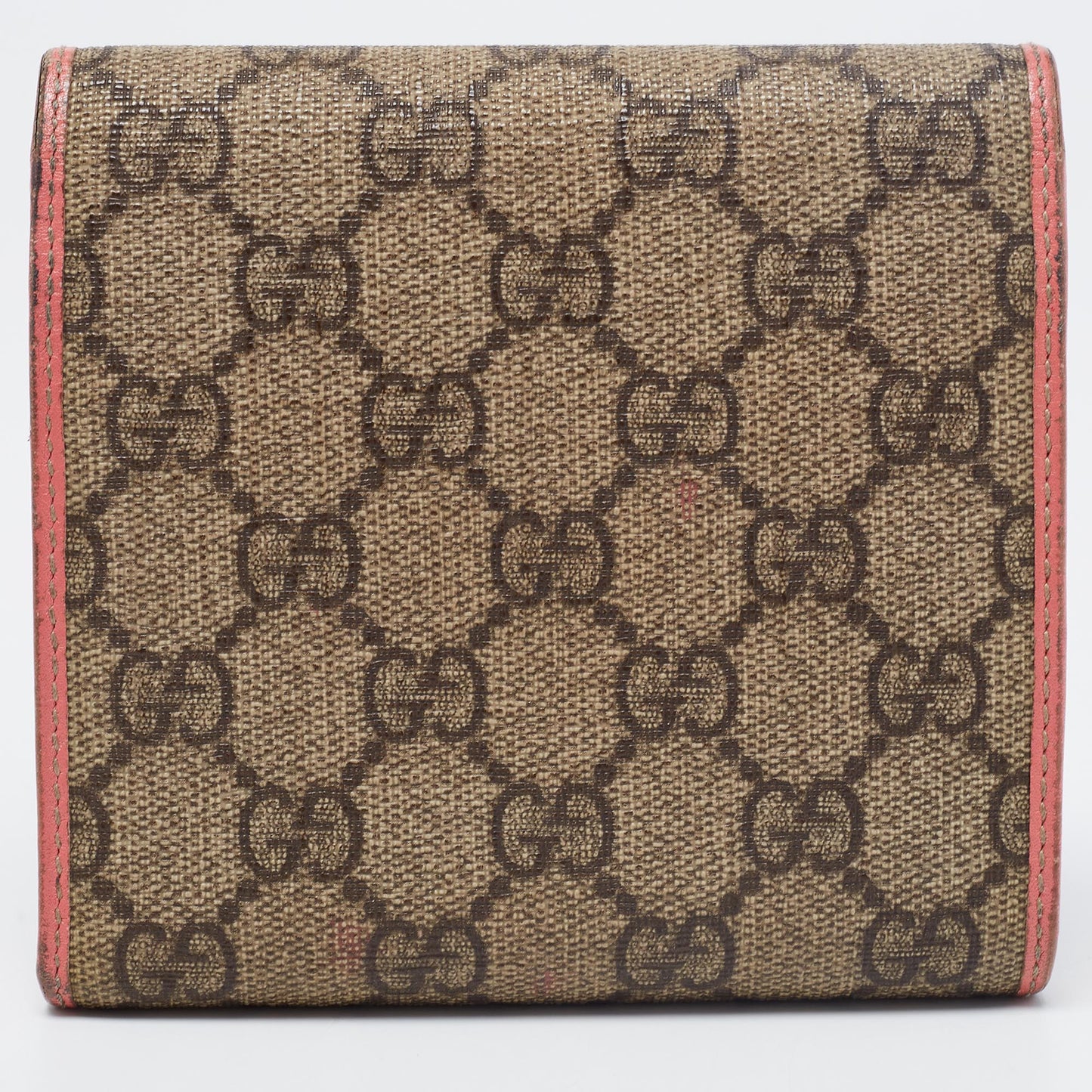 Gucci Beige/Pink GG Supreme Canvas and Leather Trifold Wallet