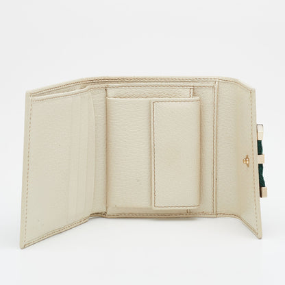 Gucci Beige/Off White GG Canvas And Leather Princy Compact Trifold Wallet