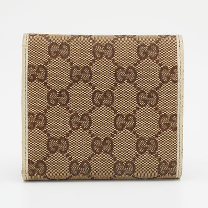 Gucci Beige/Off White GG Canvas And Leather Princy Compact Trifold Wallet