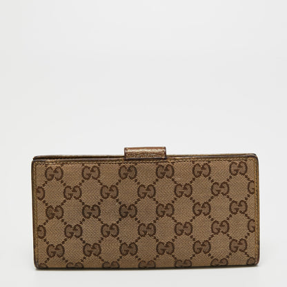 Gucci Beige GG Canvas and Leather Wallet