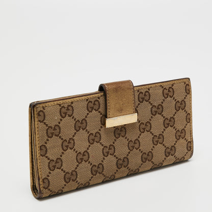 Gucci Beige GG Canvas and Leather Wallet