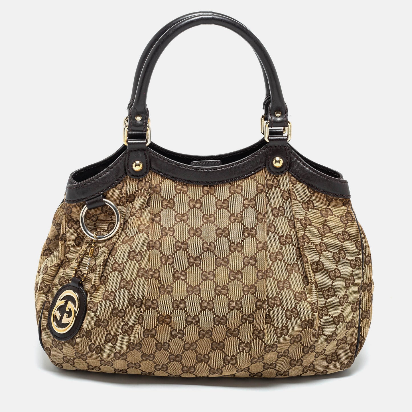 Gucci Beige GG Canvas and Leather Medium Sukey Tote