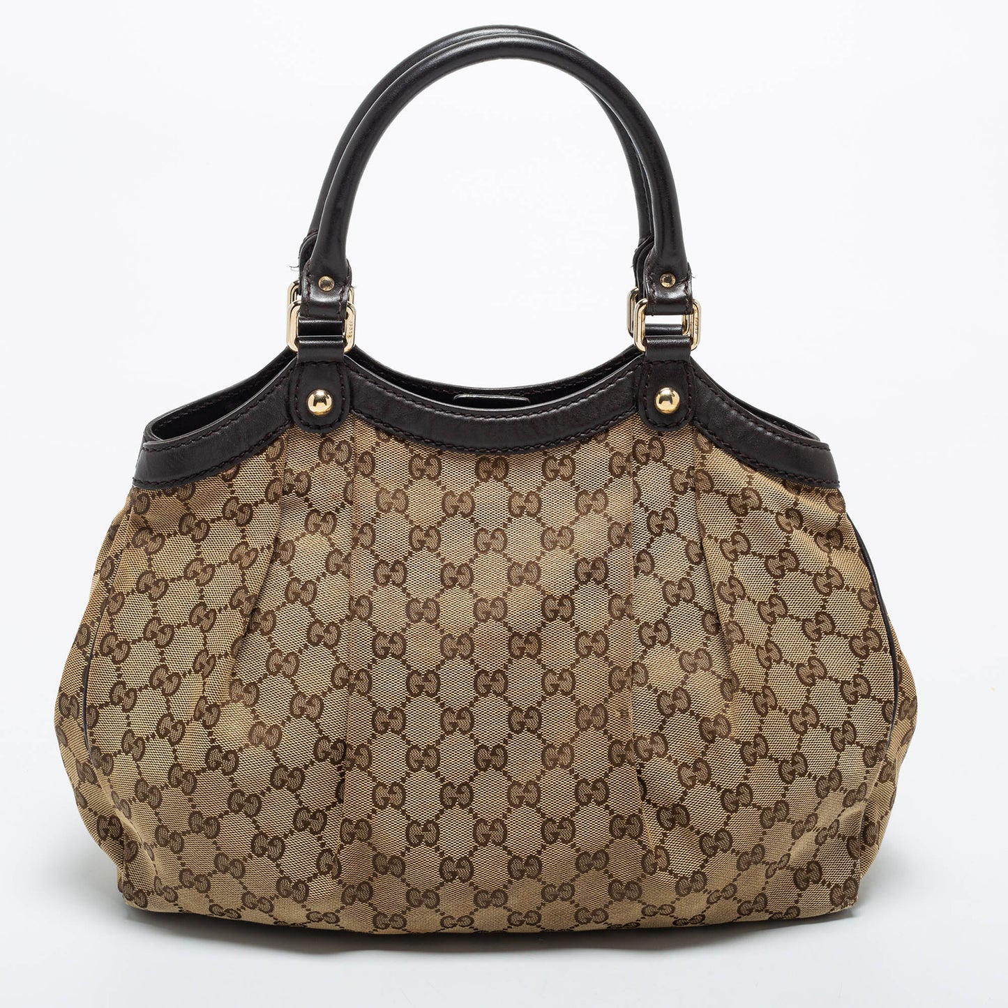 Gucci Beige GG Canvas and Leather Medium Sukey Tote