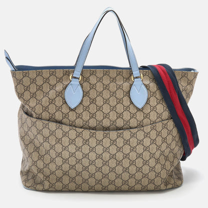 Gucci Beige/Blue GG Supreme Canvas and Leather Diaper Bag