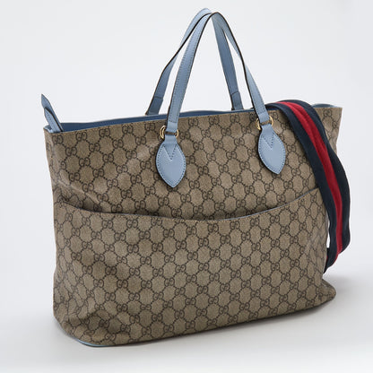 Gucci Beige/Blue GG Supreme Canvas and Leather Diaper Bag