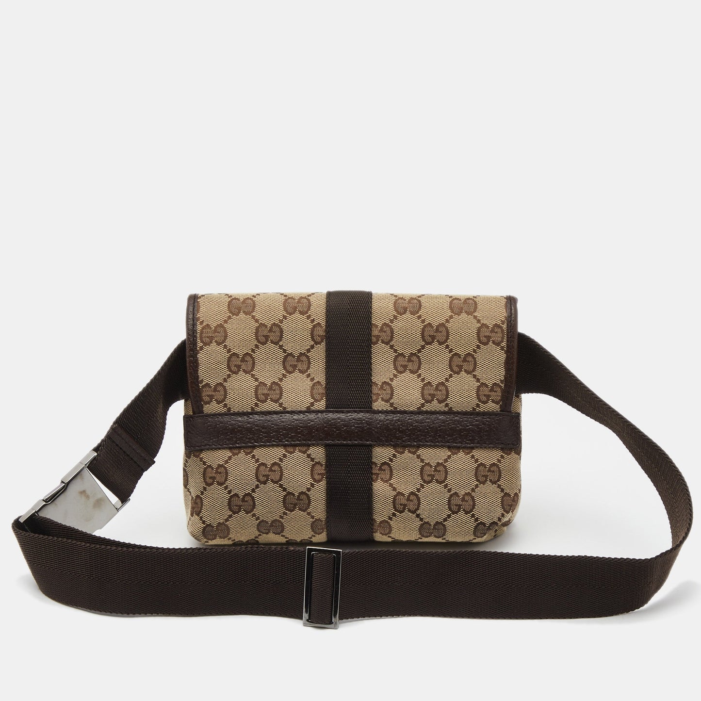 Gucci Beige/Brown GG Canvas Buckle Belt Bag