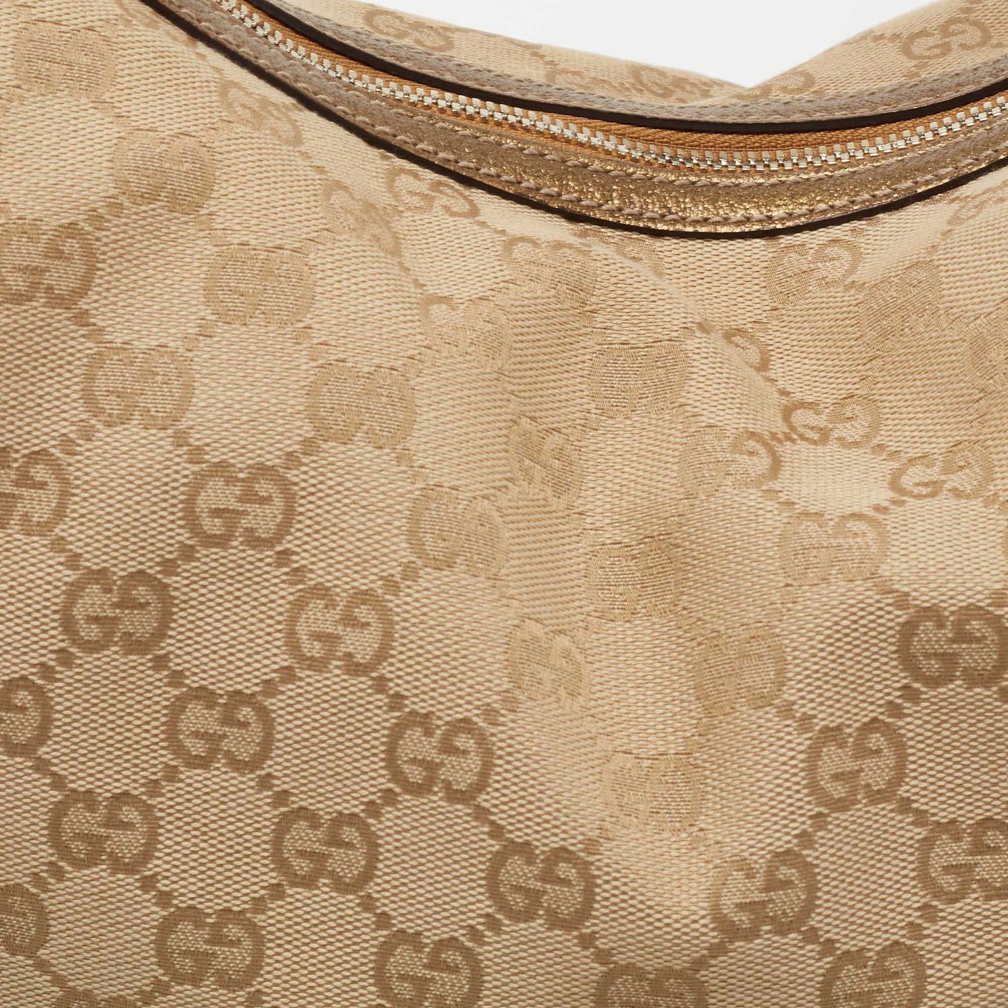 Gucci Beige/Gold GG Canvas and Leather Large Princy Hobo