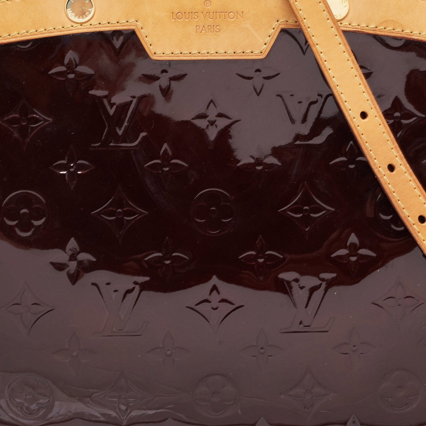 LOUIS VUITTON Amarante Monogram Vernis Brea MM Bag