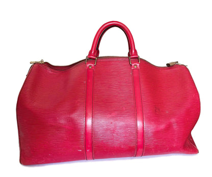 Louis Vuitton  Red Epi Leather Keepall 50 Travel Bag