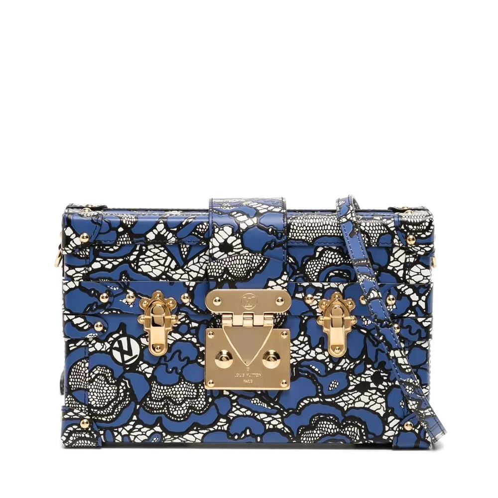 Louis Vuitton  Blue Lace Floral Petite Malle Bag