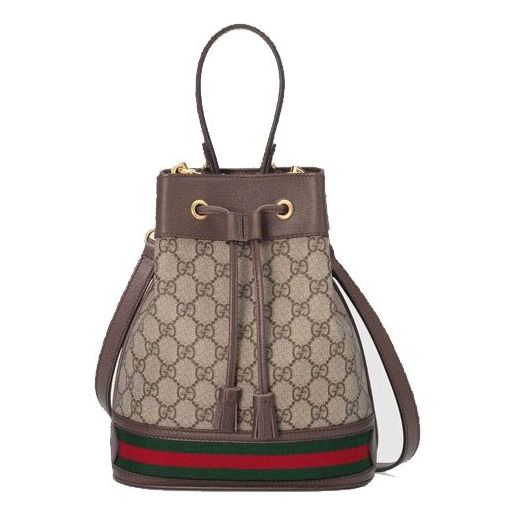 (WMNS) GUCCI Ophidia Logo Stripe Webbing Canvas Drawstring handbag Small / Brown Classic 550621-96I3B-8745