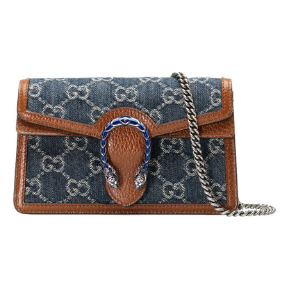 (WMNS) GUCCI Dionysus Logo Denim Messenger Bag Gray Blue / Brown Retro 476432-2KQFN-4483